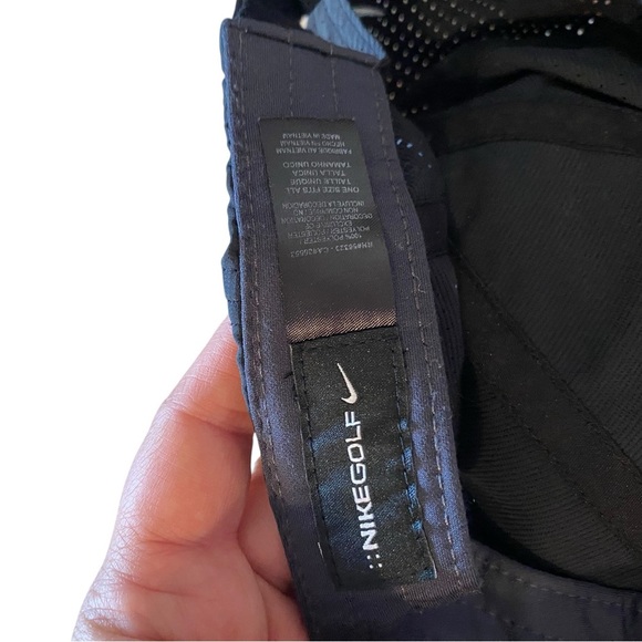 Nike Golf Hat Cap Black adjustable velcro strapback drift air vents white swoosh - Picture 8 of 11